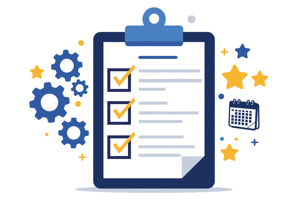 List on a clipboard graphic